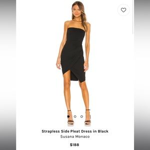 Susana Monaco Black Strapless Side Pleat Dress - S